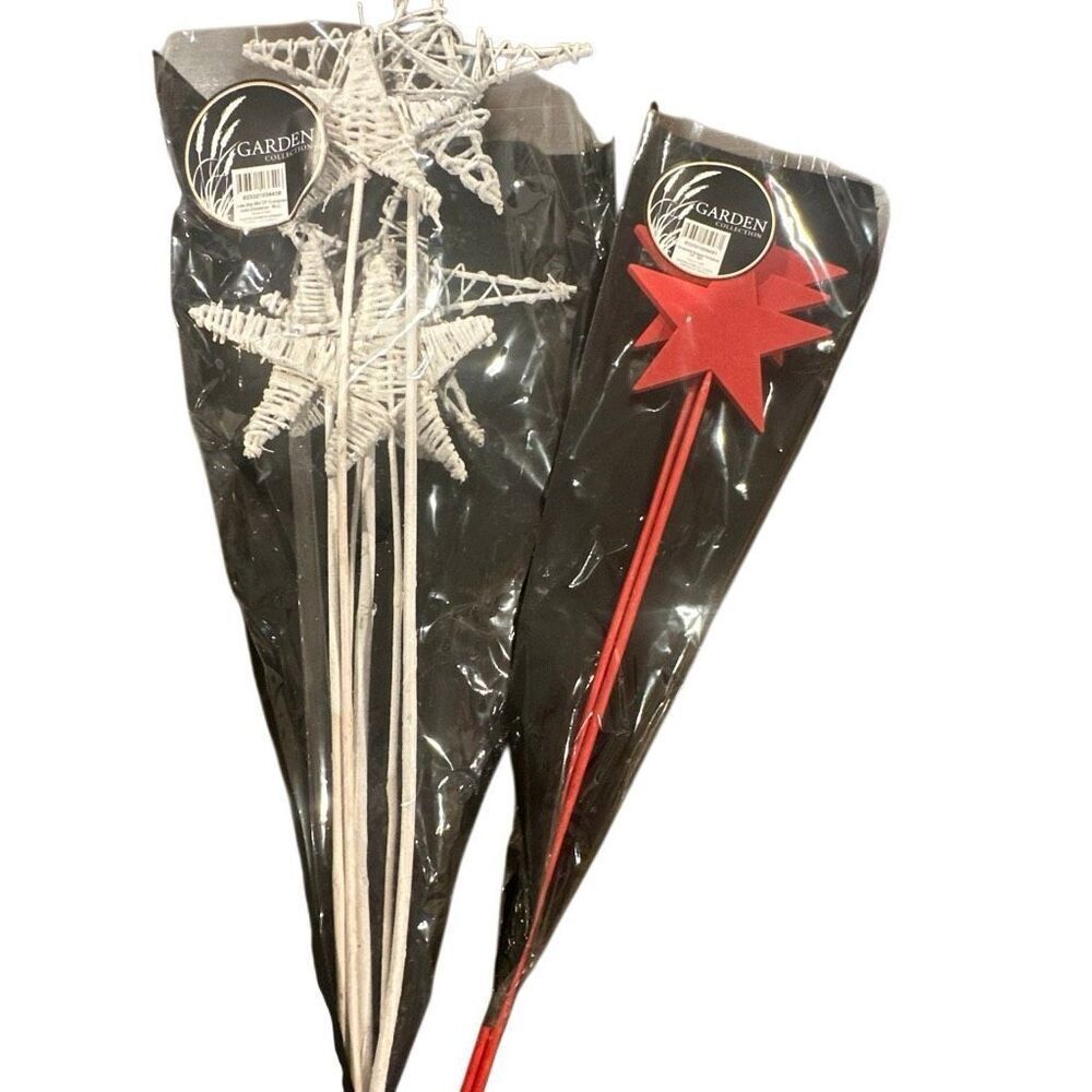 *NEW* LATA star mix wooden star craft/decorations 6 White 3 red